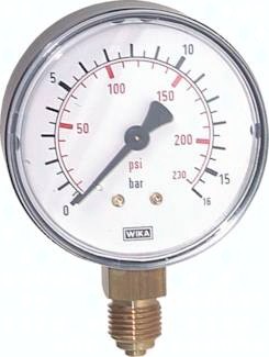 Manometer senkrecht Ø 40, 50, 63 mm, Klasse 2.5