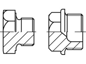 DIN 7604 Verschlussschrauben mit Bund und Außensechskant, leichte Ausführung, zyl. Fein-Gewinde