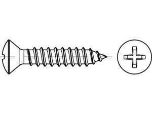 DIN 7983 Form C Linsensenk-Blechschrauben mit Spitze, mit Phillips-Kreuzschlitz, galvanisch verzinkt