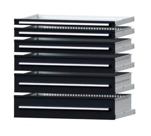 Schubladen für Schrankbreite 760 mm, RAL 7016