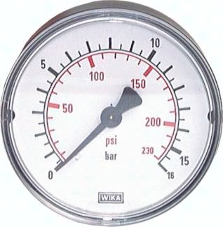 Manometer waagerecht Ø 40, 50, 63 mm(Standardgewinde), Klasse 2.5