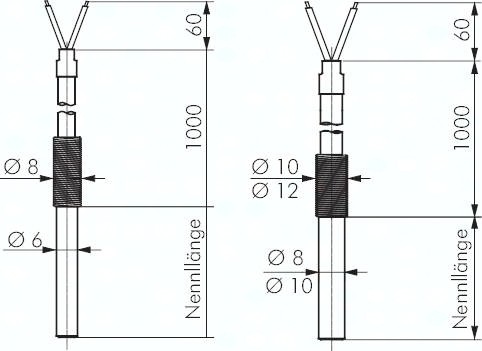Einsteck-Widerstandsthermometer mit festem Kabel, DIN EN 60751