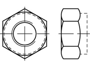 DIN 985 Sechskantmuttern mit Klemmteil, mit nichtmetallischem Einsatz, niedrige Form, A2