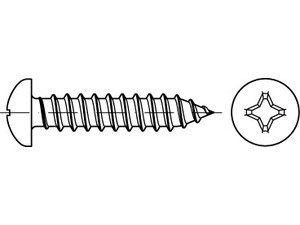 DIN 7981 Form C Linsen-Blechschrauben mit Spitze, mit Phillips-Kreuzschlitz, galvanisch verzinkt