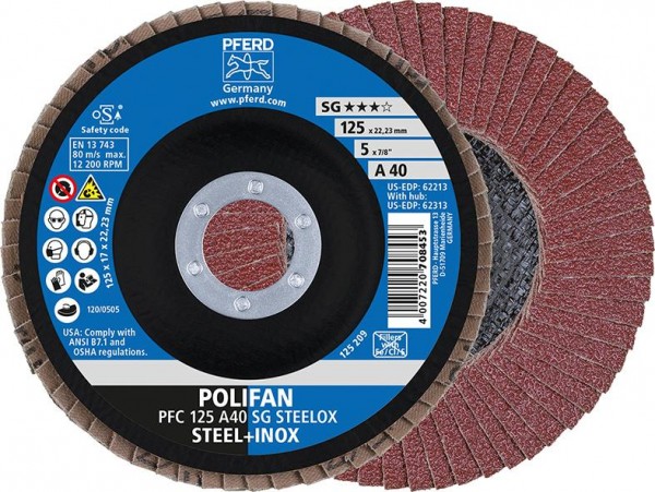 POLIFAN®-Fächerschleifscheibe SG-A, Ø 125 mm, 12200 min-1