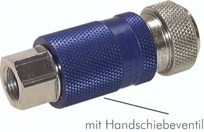 Sicherheits-Kupplungsdosen NW 7,2 (Innengewinde) mit Handschiebeventil, ISO 4414 / EN 983