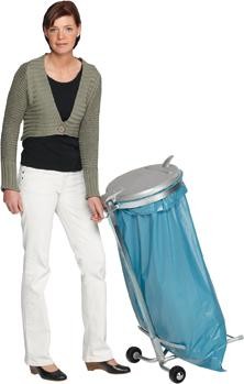 Abfallsammler, fahrbar mit 2 Laufrollen, Kunststoff-Deckel