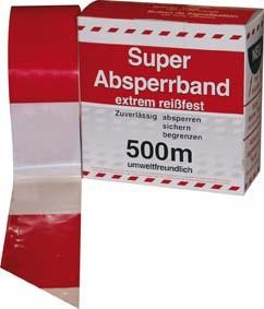 Folien-Absperrbandrolle 500/100m Rolle, rot-weiß
