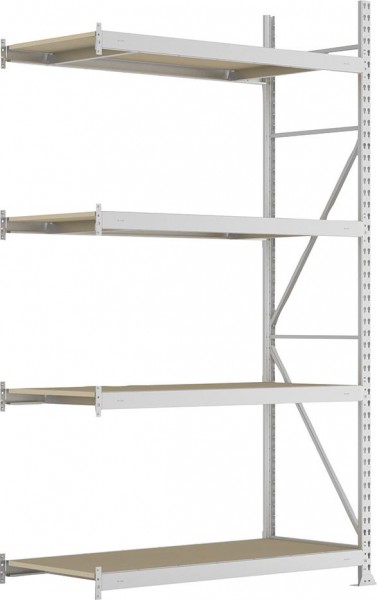 META MINI-RACK® Weitspann-Anbauregal mit Spanplatten, Regalhöhe 2500 mm, 4 Fachböden