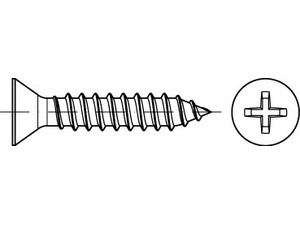 ISO 7050 Form C Senk-Blechschrauben mit Spitze, mit Phillips-Kreuzschlitz, A2