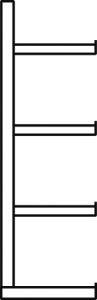 Kragarmregal META MULTISTRONG® L IPE (Anbauregal, einseitig), Höhe 2500 mm, Achsmaß 1330mm, RAL 5010
