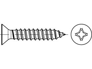 DIN 7982 Form C Senk-Blechschrauben mit Spitze, mit Phillips-Kreuzschlitz, galvanisch verzinkt