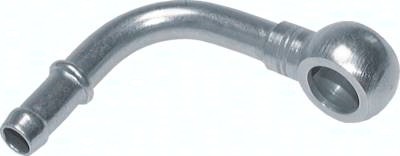 Rohrbogen-Ring-Schlauchnippel 90° mit Ring-Auge in einer Ebene