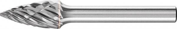 Hartmetall-Frässtift mit 6-mm-Schaft, Geschossform SPG (Spitzbogen), Zahnung CAST