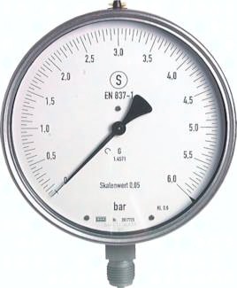 Feinmess-Sicherheitsmanometer senkrecht Ø 160 mm, Klasse 0.6