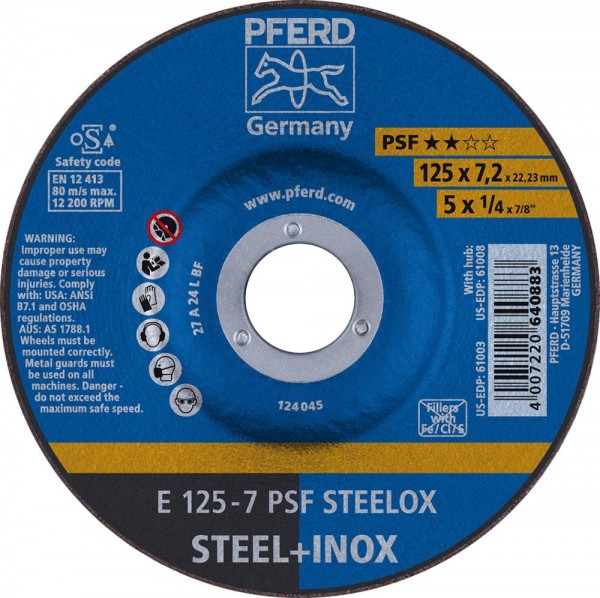 Schruppscheibe PSF STEELOX für die Stahl- und Edelstahlbearbeitung