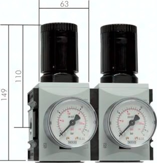 Druckregler Futura-Baureihe 2 mit durchgehender Druckversorgung, bis 4300 l/min