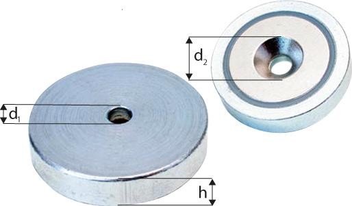 Neodym-Magnet-Flachgreifer mit Bohrung und 90°-Ansenkung