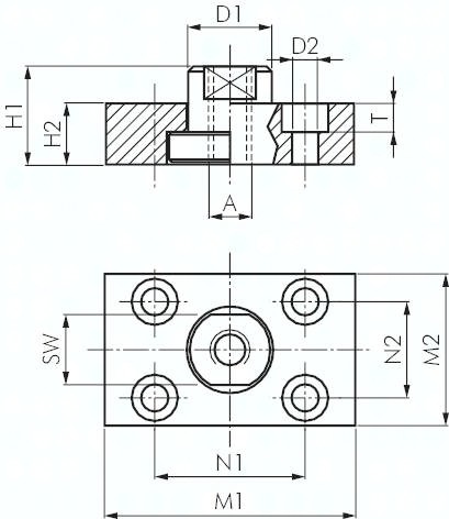 Flexokupplungen mit Befestigungsplatte, für Zylinder ISO 15552