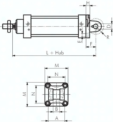 Schwenkbefestigungen Gabel für sphärische Lasche, für Zylinder ISO 15552