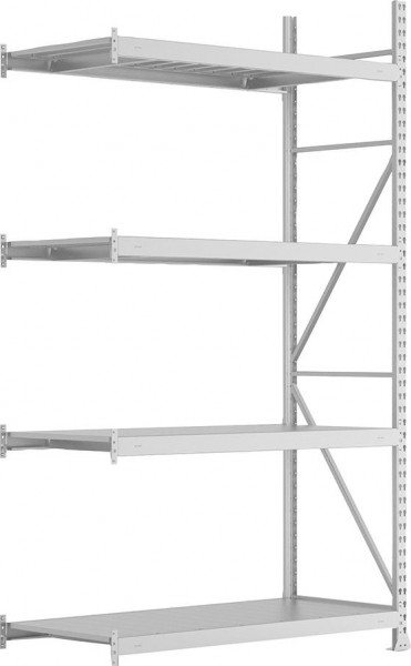 META MINI-RACK® Weitspann-Anbauregal mit Stahlpalneele, Regalhöhe 2500 mm, 4 Fachböden