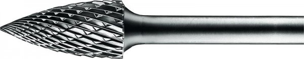Hartmetall-Frässtift mit 6-mm-Schaft, Geschossform SPG (Spitzbogen), Zahnung 3