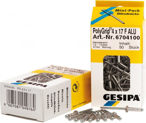 PolyGrip® Mehrbereichs-Blindniet Mini Pack Alu/Stahl Großkopf K 16