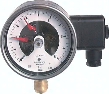 Kontaktmanometer senkrecht Ø 100, 160 mm Chromnickelstahl/Messing, Klasse 1.0
